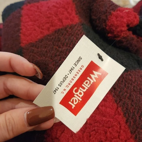 Wrangler NWT Womems Buffalo Plaid Sherpa Sweater 1/4 Zip Size XL - Picture 2 of 14